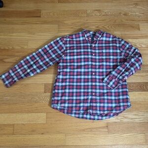 Izod Saltwater Relaxed Classics Plaid Button Down Shirt - Red, Blue, and White